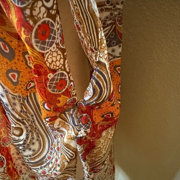 Jessica McClintock ruana orange pattern silver beading boho cover up One Size - Picture 4 of 9